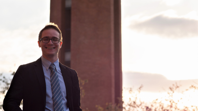 David Leach in front of Murchison Tower