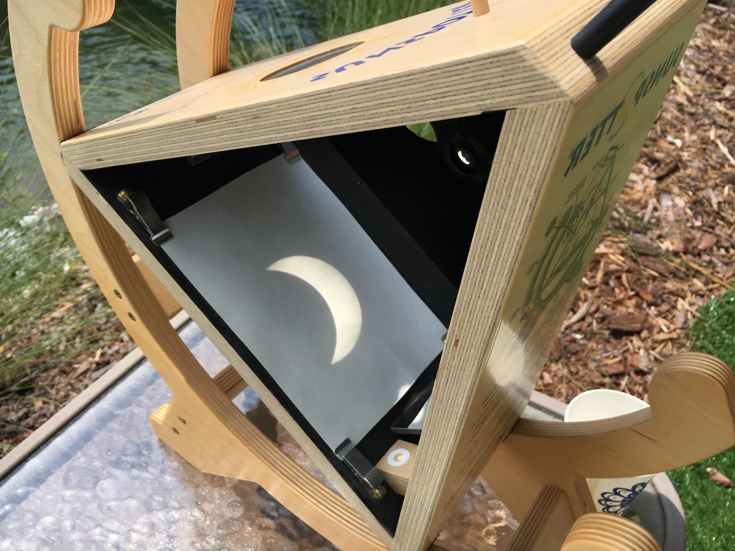 light box made of wood to project a clear image of an eclipse 